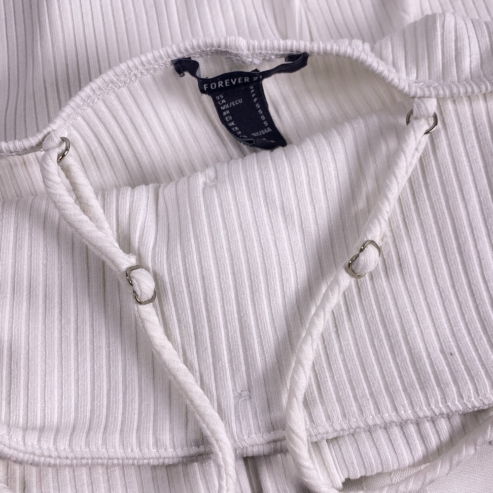 Forever 21 Women's White Solid Strappy Knit Bodycon Mini Dress Small - Picture 5 of 7